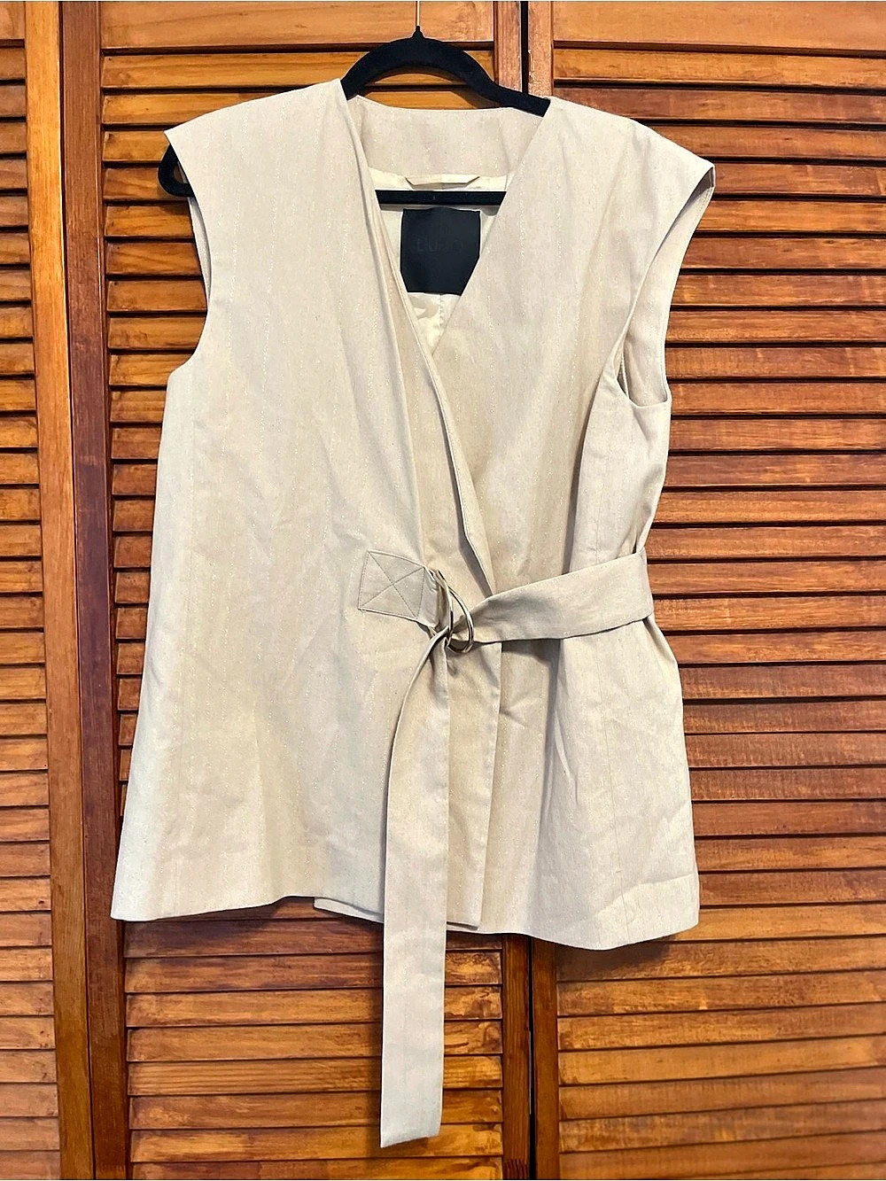 Liu Jo Shiny Gold Belted Gilet Belted Cream Tunic Size EU 48 Like New